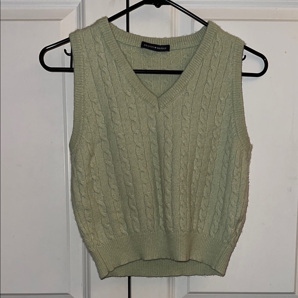 Brandy Melville Cable Knit V-Neck Sweater Vest